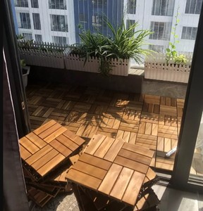 Dalles de terrasse en bois d'acacia de haute qualité, antidérapantes, à clic, faciles à installer, 310*310*24 mm, pour balcon, terrasse, jardin, emboîtables T12A2 - Product Image 5