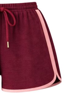 Wine Red Pink Women Camisole And Shorts <b>Set</b> Summer Two Piece Outfit Cotton Blend Crop Top Heart Print Drawstring Shorts Casual - Product Image 5