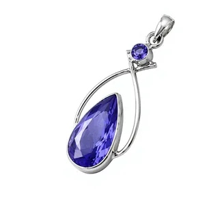 Natural Tanzanite Sterling Silver Pendant Pear Shape Tanzanite 925 Silver Pendant Handmade December Birthstone <b>Necklace</b> - Product Image 1
