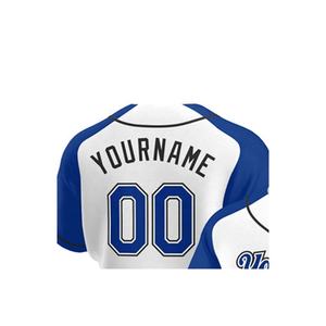 Camiseta de béisbol de alta calidad, último diseño, precio de fábrica, impresión por sublimación Digital, tela transpirable, Color blanco y azul - Product Image 4