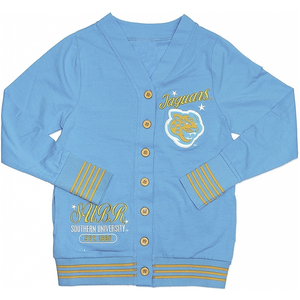 Cardigan décontracté unisexe en laine acrylique pour femme, à manches longues, avec fermeture boutonnée, motif tricoté appliqué, idéal pour les sororités et fraternités - Product Image 1