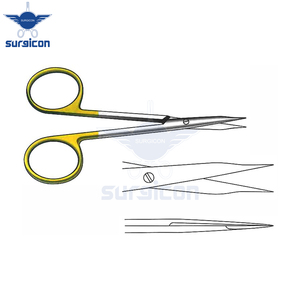 Tijeras Quirúrgicas Steven de 10 cm (4 Pulgadas), Afiladas, Rectas, de Carburo de Tungsteno TC Dorado, Acero Inoxidable de Precisión - Product Image 2