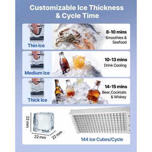 Attrezzatura di Refrigerazione per Cucine Commerciali, Macchina per il Ghiaccio in Acciaio Inox, Produzione 440 Libbre/24h, Capacità di Stoccaggio 85 Libbre - Product Image 4
