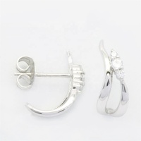 Boucles d'oreilles en diamant couleur H 100% naturel pour femmes, haute qualité, or blanc 18 carats plaqué rhodium, 0,16 ct, taille brillant, tendance, anniversaire
