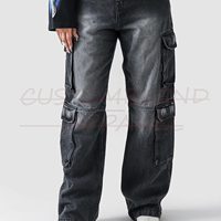 Pantalon cargo en jean délavé pour homme, coupe droite ample, décontracté, unisexe, effet soleil, tendance, 100 % coton, écologique