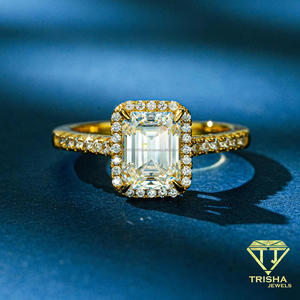 Luxury <b>Emerald</b> Cut Moissanite Engagement <b>Ring</b> 925 Sterling <b>Silver</b> Classic Bridal Wedding Jewelry Elegant Statement <b>Ring</b> - Product Image 3