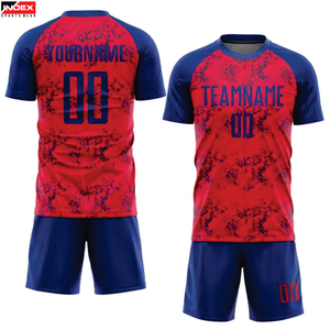 INDEX SPORTSWEAR Conjunto de Camiseta de Fútbol Sublimada Personalizada, Roja y Azul, Cuello Redondo, Manga Corta, para Hombre Adulto, Secado Rápido, para Todas las Temporadas - Product Image 1