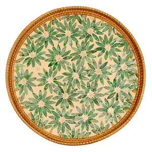 Handmade Abstract Pattern Eco-Friendly Commercial Grade <b>Round</b> <b>Serving</b> <b>Tray</b> Green Leaf Design Food Contact Safe for Home Decor - Product Image 5