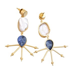 Premium <b>Pearl</b> Drop <b>Earrings</b> With Polished Gemstone <b>Pearl</b> Gold Plated Finish And Handcrafted Quality Made Jewelry - Product Image 4