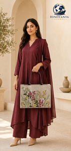 Floral Embroidered Hand-painted Canvas <b>Women</b> Tote <b>Bag</b> Medium Open Carry Shoulder Handbag for Daily & <b>Beach</b> Use Fashion - Product Image 4
