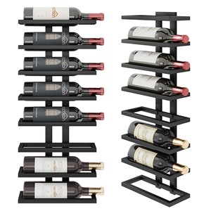 Industrial Acacia Wood Wall-<b>Mounted</b> Wine Rack - 10 Bottle Metal <b>Frame</b> Holder Wholesale - Product Image 4