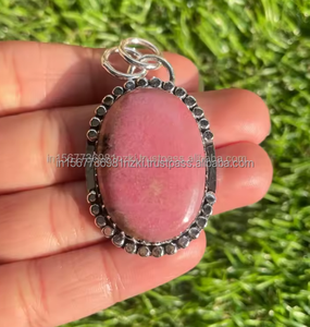 Best Selling Rhodonite Cabochon hand polish Gemstone Pendant With 925 Starling Silver Loop Pendant Christmas Gift Unisex Jewelry - Product Image 1