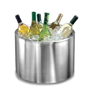 Refroidisseur de vin à double paroi pour la maison Hôtel Fête Baignoire en acier inoxydable Refroidisseur de vin rond Long Time Wine Cold - Product Image 1