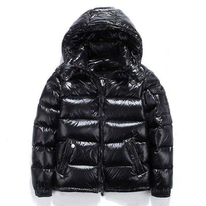 Men's <b>Black</b> Hooded Puffer <b>Jacket</b> Winter Casual Windproof Thick Zipper Closure Solid Color Short Length Regular Fit - Product Image 1