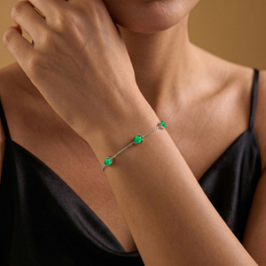 <b>Emerald</b> Chain Pear Bracelet Gold Plated Handmade Gemstone Jewelry for Women Perfect Gift by Goodstone Jewels - Product Image 4