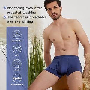 Calzoncillos bóxer para hombre, paquete de 4, cintura media, color liso, transpirables, de algodón y elastano, con logo en la cintura, lavables a máquina - Product Image 3