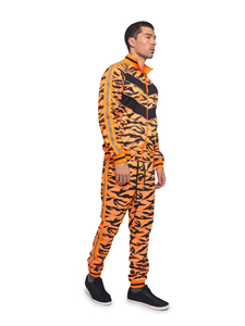Survêtement coupe baril pour homme en mélange coton-polyester, coupe décontractée, jambe fuselée, sweat à capuche entièrement zippé, style streetwear - Product Image 1