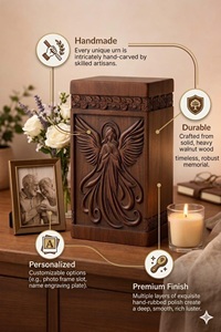 Handcrafted Wooden <b>Pet</b> Urn <b>Box</b> with Angel Carving Eco-Friendly Keepsake Ashes Container - Product Image 5