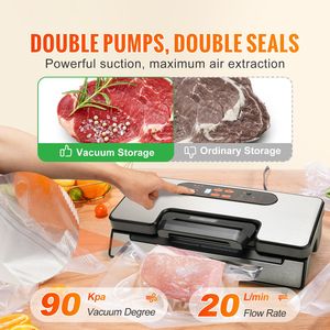 Potente Macchina Sigillatrice Sottovuoto a Doppia Pompa 90Kpa 130W Stile Mini per Conservazione Alimenti Secchi e Umidi Larghezza Sacchetto 30cm Spina USA - Product Image 2
