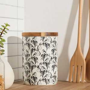 Classic Rectangular <b>Storage</b> <b>Container</b> with Wooden Lid <b>for</b> <b>Kitchen</b> Organization Pantry <b>Storage</b> and Home Decor - Product Image 1