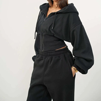 Hoodie court zippé de haute qualité pour femmes, en coton tricoté respirant et à séchage rapide, style streetwear.
