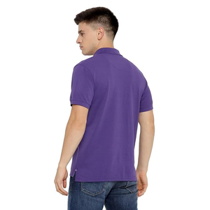 เสื้อโปโลผู้ชายผ้าฝ้าย 100% สีม่วงล้วน แขนสั้น ทรงเข้ารูป คอปกพับได้ สไตล์ลำลอง ทันสมัย - Product Image 2