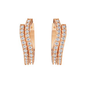 Aarinya Cascade Twist, Pendientes de Aro Clásicos Chapados en Oro de 18K con Diamantes Cultivados en Laboratorio, Certificados por IGI, Aros Huggie de Doble Fila con Pavé - Product Image 1