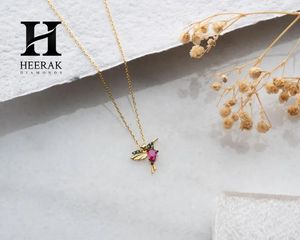 Colorful Hummingbird Pendant Necklace Ruby Emerald <b>Crystal</b> <b>Animal</b> Charm Chain Necklace for Women - Product Image 3