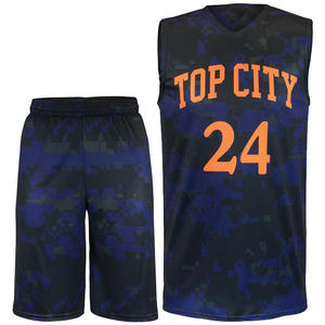 Ensemble d'uniformes de basketball personnalisés de qualité supérieure, imprimés par sublimation, style professionnel, grandes tailles, respirant, séchage rapide, unisexe, 100% coton - Product Image 1