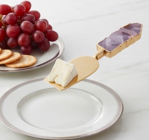 Ensemble de couteaux à fromage de luxe en acier inoxydable avec manches en résine violette pour la cuisine à domicile, planche à fromage et spatule - Product Image 5