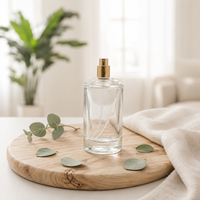 Botella de Perfume Redonda de Vidrio Personalizable de 100 ml, Botella Vacía Transparente, Envase de Lujo para Fragancias y Cosméticos