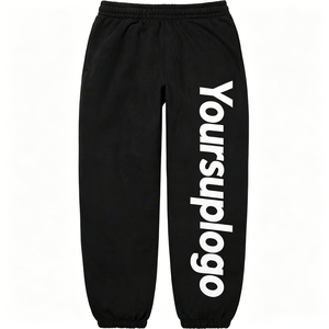 Pantalones Deportivos Negros para Hombre con Logotipo Personalizado, Cintura Elástica, Estilo Casual, Estampado de Letras en la Pierna Derecha, Algodón de Peso Medio, para Otoño - Product Image 1