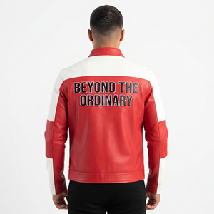 Blouson Bomber en Cuir PU pour Homme, Col Montant, Fermeture Éclair, Blousons Moto en Cuir pour Homme, Patchs Brodés Personnalisés, Blouson en Cuir pour Homme - Product Image 3