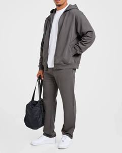 Ensemble de survêtement homme haut de gamme en coton épais, comprenant un sweat à capuche zippé oversize et un pantalon de jogging, idéal pour le sport et les loisirs. - Product Image 3