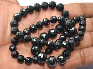 Cuentas redondas facetadas de espinela negra natural, hilo de piedras preciosas, cuentas sueltas para la fabricación de joyería al por mayor - Product Image 2