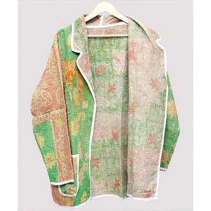 Chaqueta Blazer Vintage para Mujer, Bordada con Flores, Cuello en V, Patchwork, Ecológica, Reversible, 100% Algodón, Secado Rápido - Product Image 3