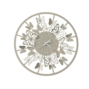 Modern Round Metal <b>Wall</b> <b>Clock</b> With Butterfly Laser Cut <b>Design</b> Quartz Analog Silent Living Room Decor - Product Image 2