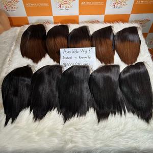 Peluca de cabello humano liso de 10 pulgadas natural disponible en negro y marrón, lista para enviar, precio al por mayor - Product Image 2