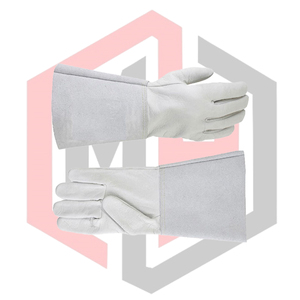 Gants de protection pour soudeur TIG en cuir de chèvre pleine fleur, 11 oz, épais, anti-vibration, avec manchette de sécurité pour la couture - Product Image 6