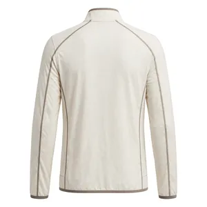 Chaqueta Deportiva de PU Color Crema para Hombre, Cuello Alto, Cierre de Cremallera, Estilo Deportivo, para Otoño, Transpirable, con Exterior de Poliéster - Product Image 2