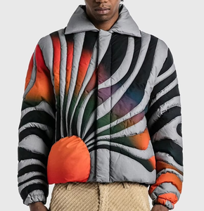 Men Oversized Sunset Puffer <b>Jacket</b> <b>Duck</b> <b>Down</b> Quilted Bomber Multicolor Streetwear Winter <b>Jacket</b> OEM Custom - Product Image 3