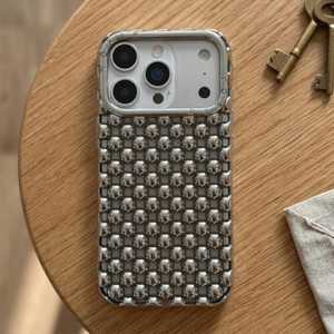 เคสโทรศัพท์มือถือ Apple iPhone สีดำมิดไนท์  แบบทำมือ  ลายนูนสแตนเลสประดับพู่ห้อย  ขนาดสั่งทำพิเศษ - Product Image 5