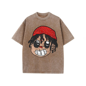 T-shirts pour hommes de haute qualité 100% coton, coupe oversize streetwear délavée à l'acide, impression numérique, prix de gros - Product Image 5