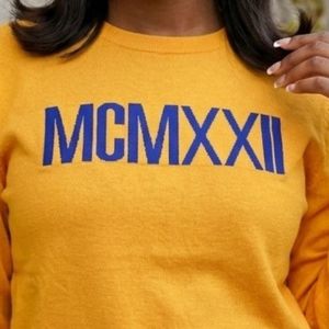 Roman Numeral 1922 Winter Embroidery Soft Knit Turtleneck <b>Cardigan</b> Women's Classic Casual Fashion Wear Stylish Vintage Apparel - Product Image 2