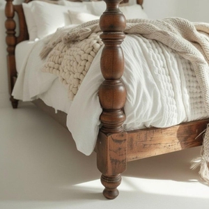 Ancient and Classic <b>Antique</b> Style Mahogany Solid Wood Queen Size Carved Bed <b>Frame</b> 3004451 - Product Image 5