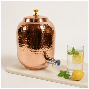 Distributeur d'eau artisanal en cuivre martelé pur, bienfaits ayurvédiques, robinet anti-fuite pour la maison et le bureau, ustensiles de cuisine - Product Image 2