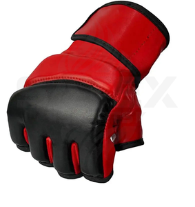 Gants de MMA rouges à demi-doigts avec fermeture Velcro pour adultes, entraînement aux arts martiaux - Product Image 3