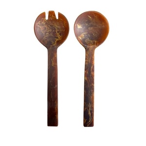 2026 Hot Selling Resin Salad Server Set Kitchenware Unique Swirl Resin Salad Spoon Set Elegant Style Resin Cutlery Tableware - Product Image 1