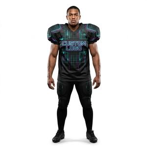 Conjunto de Uniforme de Fútbol Americano Personalizado, Color Sólido, Estampado Geométrico, Jersey con Cuello en V, Logotipo del Equipo, Venta al Por Mayor OEM - Product Image 1