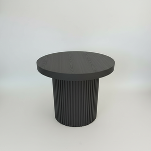 Modern Coffee Table Side End Table One Pillar Leg <b>Light</b> Brown Color Luxury Dynamic Color Durable Rubberwood <b>Oak</b> Materials 1 Year - Product Image 1